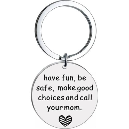 New fashion white rings for keys simple lettering have fun mum stainless steel trinket