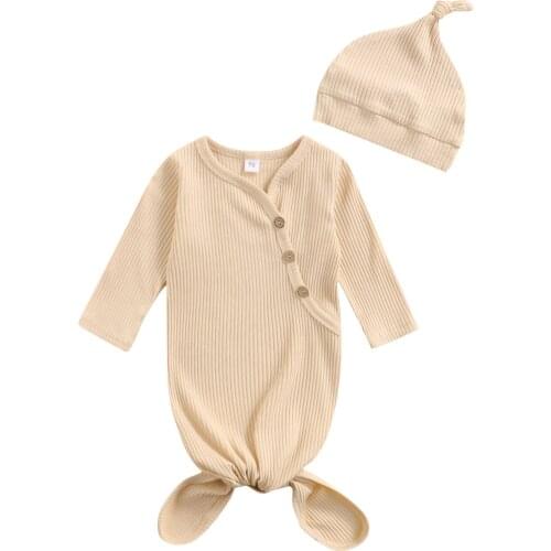 New Babies Sleeping Bag and Cap, Solid Color Long Sleeve Round Collar Sleeping Bag, 0-3 Months