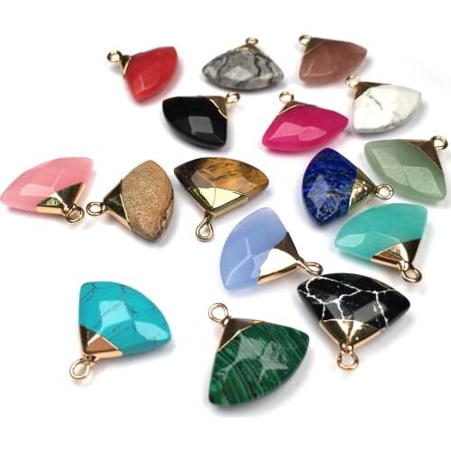 New Style Sector Shape Natural Stone Pendants & Necklace 100% Real Stone Pendants for Jewelry Making Necklace Women Men Gift