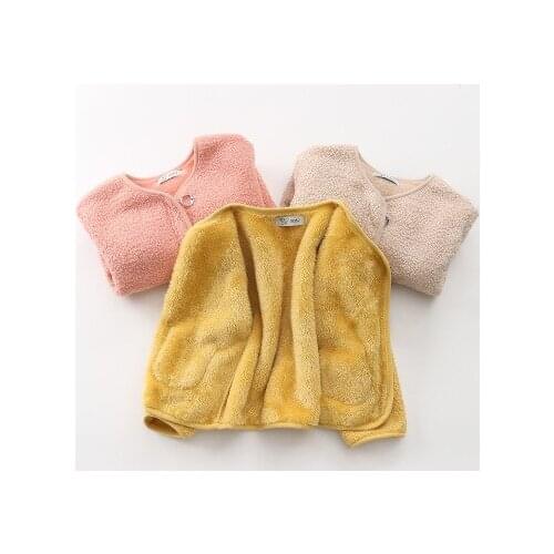 2021 Autumn and Winter New Childrens Korean Wool Jacket Kids Velvet Warm and Cute Jacket Solid Childrens Cute Coats Jacket