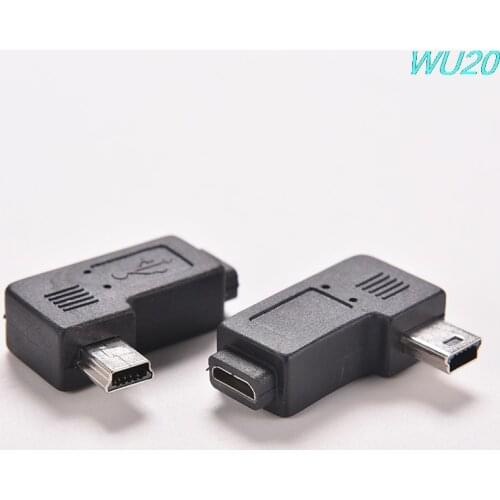 Mini USB Type A Male To Micro USB B Female 90 Degree Left Angle Adapter New