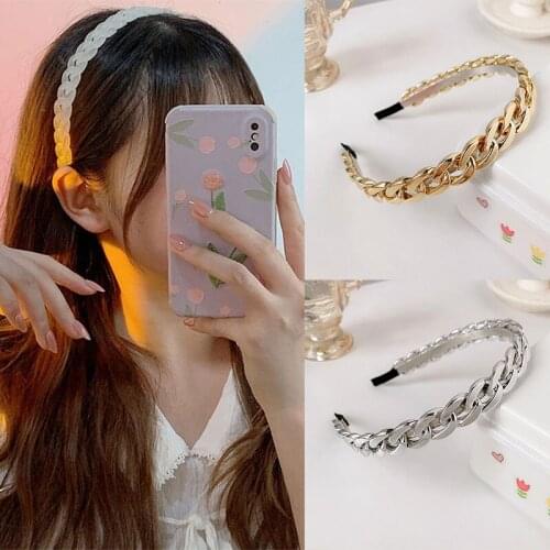Metal Chain Headband Female Net Red 2021Korea New Hair Band Temperament Wild Go Out Korean Hair Accessories Women Accessories