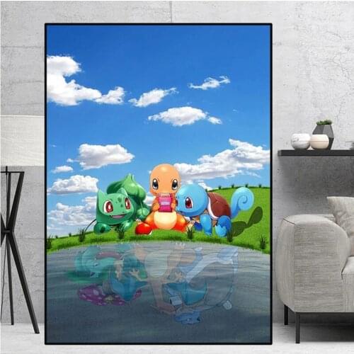 Self-adhesive Wall Sticker Anime Playing Games Together Prints Posters Printed Family Living Home Decor Painting Room Decoration