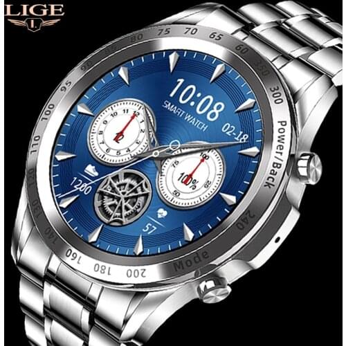 LIGE 2021 New Luxury Smart Watch Men TWS Full Touch Screen Sports Fitness Clock Waterproof Bluetooth Call Music Men Smartwatch