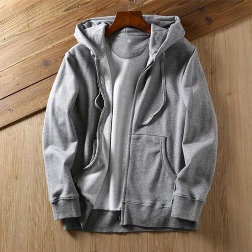 High quality spring and autumn solid color mens and womens zipper hooded sweatshirt couple cardigan casual sweater jacket
