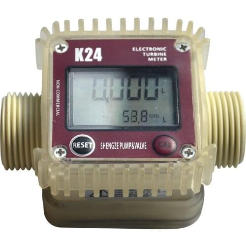 1pc K24 Turbine Digital Diesel Oil Fuel Flow Meter Gauge For Chemicals Liquid Water Hot