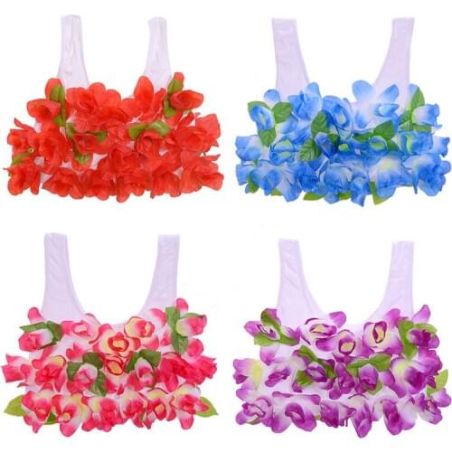 Women Lady Hawaii Flower Bra Hula Dance Performance Summer Beach Tropical Party Supplies Halloween Christmas