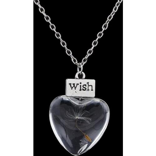 1pc Glass Dandelion Decor Necklace Flower Charm Alloy Pendant Necklace Sweater Chain Jewelry Accessories