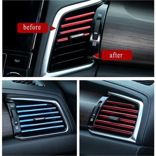 10Pcs/set Car Air Conditioner Outlet Decorative U Shape Moulding Trim Strips Accessories for Skoda Octavia Fabia Rapid Superb