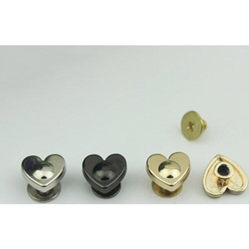 10pcs Heart Shape Metal Screw Back Rivets for DIY Leather Studs Nail Garment Leather Craft Belt Wallet Bag Decoration Hardware