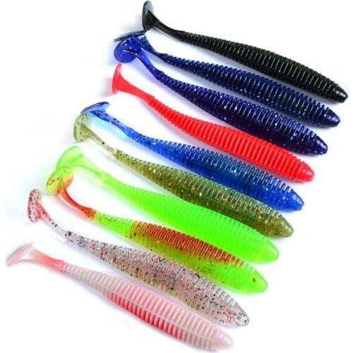 10 Pieces Soft Fishing Lures 8.5cm 2.8g Artificial Soft Grub Bait T Tail Soft Fish Lure Bass Pike Perch Fishing Lure
