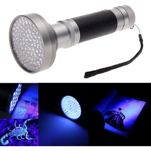 100 LED UV Ultra Violet Flashlight aircraft aluminum 395-400nm UV Blacklight Scorpion Ink Marker Detection Light Torch Light