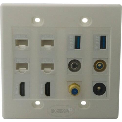12 ports customized HDMI USB CAT6 RJ45 F head Toslink RCA 3.5 Audio Wall Plate