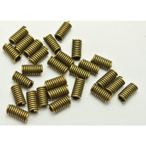 200 Bronze Tone Wire Coil Tube Beads Spacer 4X8mm Jewelry Finding