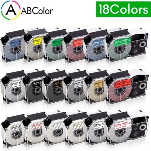 24mm XR-24ABK XR 24ABK Tape For CASIO XR-24ABK Label Tape White on Black Printer Ribbon For CASIO KL-E300 KL-T70 Label Maker