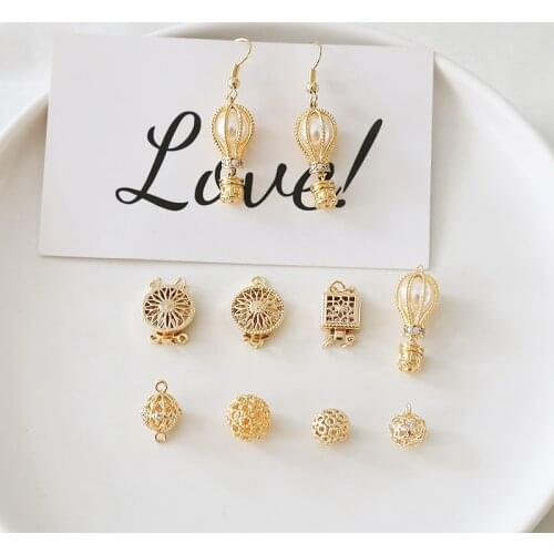 4pcs copper plated multi-hanging Rhinestone pearl Women Earrings diy jewelry necklace bracelet connection end buckle accessories