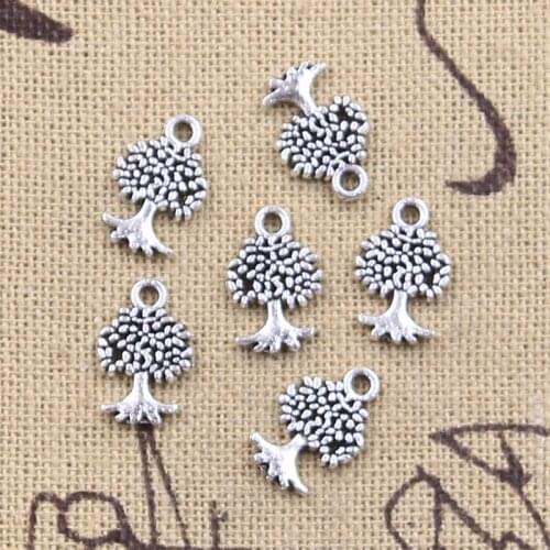 50pcs Charms Peace World Tree 13x8mm Antique Silver Color Pendants DIY Crafts Making Findings Handmade Tibetan Jewelry