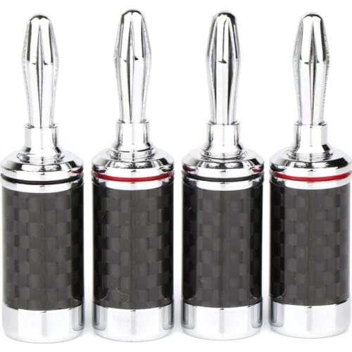 8pcs BA1447 Hi-End Rhodium Plated Carbon Fiber Speaker Cable Banana Terminal Connector