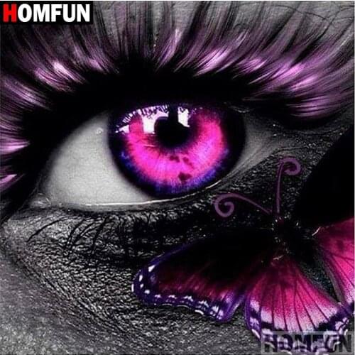 HOMFUN 5D DIY Diamond Painting Full Square/Round Drill "Butterfly eye" 3D Embroidery Cross Stitch gift Home Decor A02265