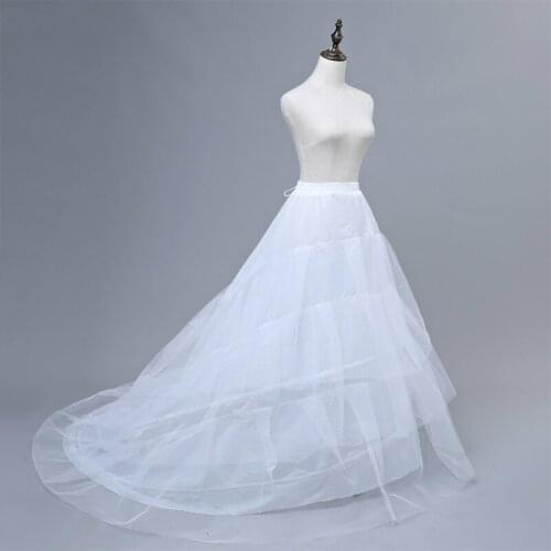 Free shipping High Quality White Petticoat Train Crinoline Underskirt 3-Layers For Wedding Dresses Bridal Gowns