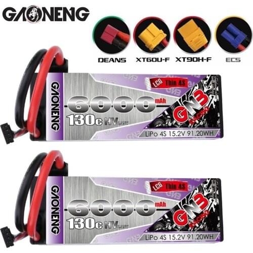 1-2PCS GAONENG GNB 15.2V 6000mAh 4S 130C HV Rechargeable battery pack XT90 T Plug for 1:8 1/8 RC Car four drive off-road RC Car