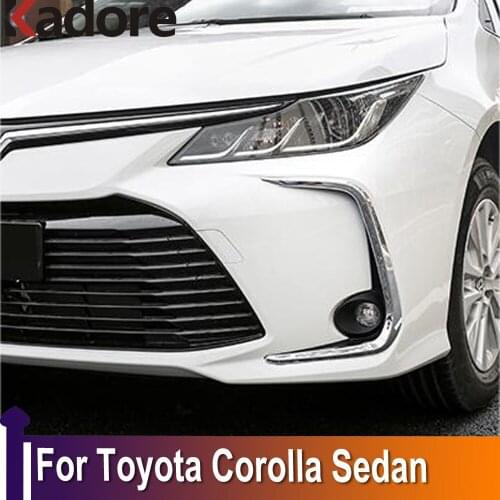 For Toyota Corolla Sedan 2019 2020 2021 Chrome ABS Front Foglight Eyebrow Eyelids Cover Trim Front Bumper Fog light Car Styling