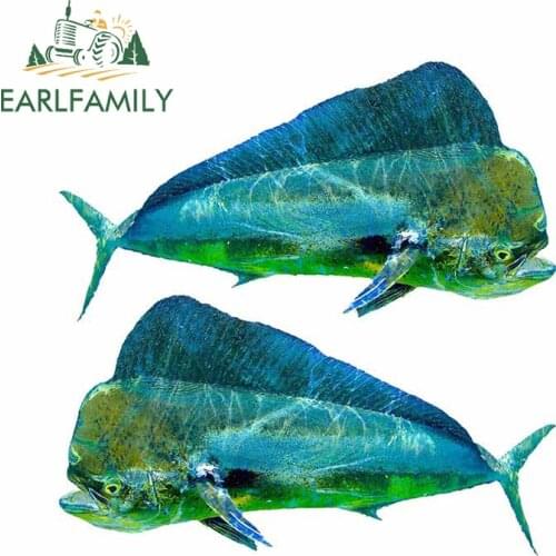 EARLFAMILY 13cm x 12.9cm for Dolphin Fish Creative Car Stickers Fine Decal Sunscreen Waterproof Sticker Occlusion Scratch