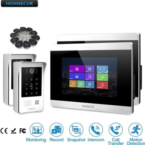 HOMSECUR CCTV Camera Supported 7" Wired Hands-free Video Door Phone Intercom System with Voice Message BC091+BM715-S