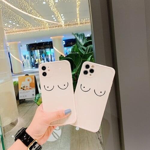 INS personality fashion art line chest breast Phone Case For iphone 11 Pro SE X XR XS Max 7 8 plus 12 Pro cute Funny soft cover