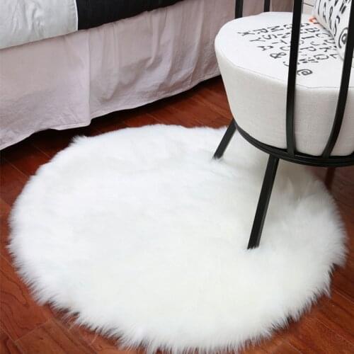 Artificial Wool Floor Mat Living Room Bedroom Kids Room Carpet Soft Plush Round Pink White Plush Carpets Fluffy Rugs Home Decor