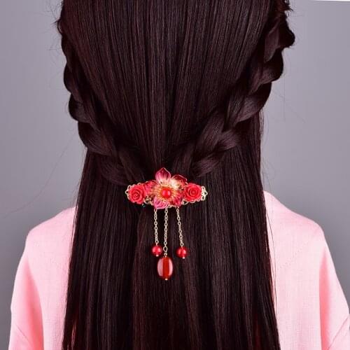 Ancient Year Of Fate Vitality Girl Classical Hairpins Retro Delicate Coloured Glaze Flower Duckbill Clip Hair Jewelry