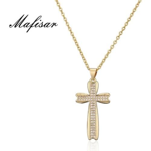 Mafisar 2021 New Design Cute Female Crystal Zircon Necklace Classic Cross Style Pendant Necklace Choker Necklace Gift For Women