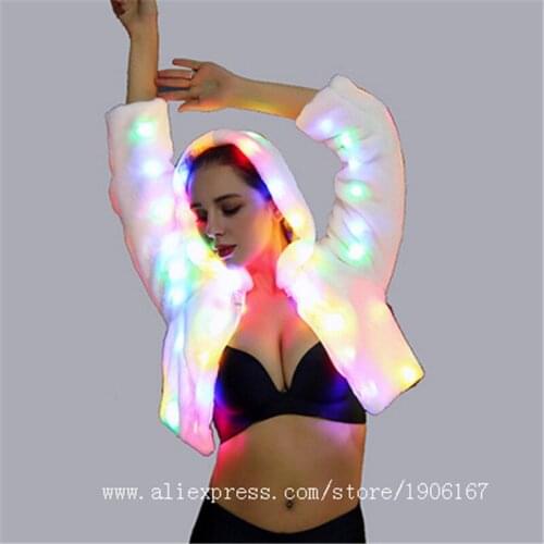 Fashion Led Luminous Colorful Costume Led Light Up Women Clothes Nightclub Christmas Masquerade Flashing Led Dress Stage Suit