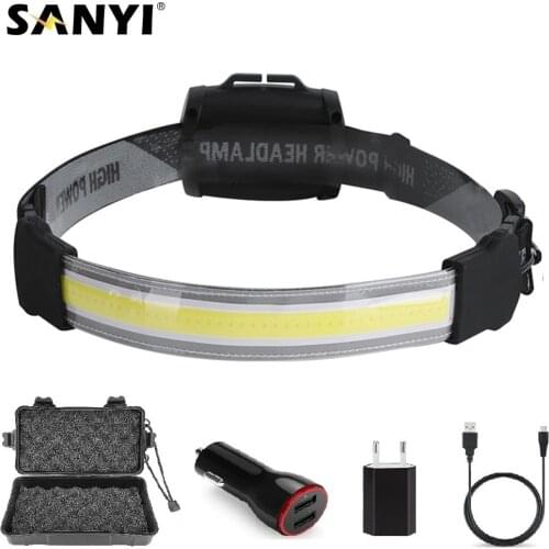 Powerful COB LED Headlamp Headlight USB/Battery Powered Head Lamp IPX5 Head Flashlight Torch Outdoor Lighting for Night Fishing