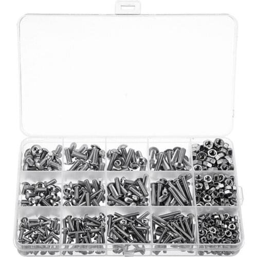 New 515Pcs Mxsh4 M3/M4/M5 Stainless Steel Machine Screws And Nut Kits Hex Socket Button Head Cap Bolts Screws With Nuts Assortme