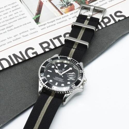 New Design Nylon Elastic Belt Watchband French Troops Parachute Nato Strap For Omega/Seiko 20mm Movable Ring Military Bracelet