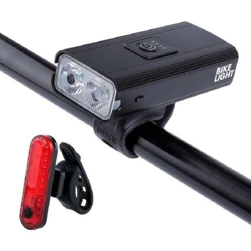 New Double T6 Bicycle Light Usb Rechargeable Outdoor Cycling Light Electric Display Red Light Warning Lighting Front Light