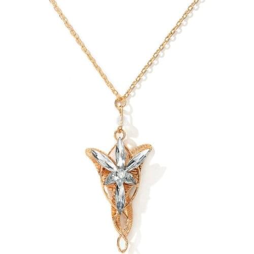 Necklace Arwen Evenstar Elfstone Elessar Aragorn Galadriel Elves Princess Cubic Zirconia Stone Pendant Jewelry Women Wholesale