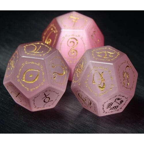 Pink Opal, Astrology, Dice, Divination, Sieve, Dice, Divination Artifact, 3 Sets of Constellation Personalized Custom Gifts