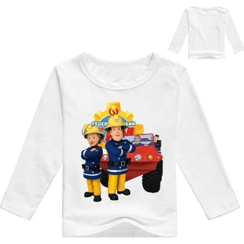 New Style Fireman shirt boys tshirt long sleeve Kids Clothes girl cotton tops black shirts children clothing girls spring autumn