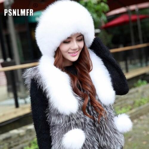 2020 Genuine Fox Fur Hats Women Real Fur Hat for Russian Women , Fashion Princess Cap With Natural Rex Rabbit Fur