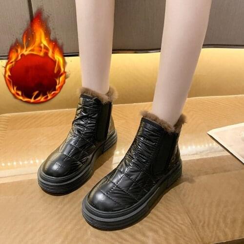 Snow Boots Womens Winter New Style Plus Velvet Warm Casual Short Boots Student Thick-Soled Martin Boots Waterproof Cotton Shoes