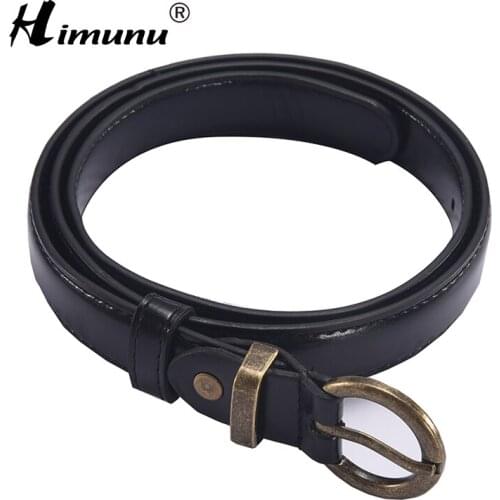 [HIMUNU] New womens belt Casual PU Leather Belts for Women Dress Thin Female Waist Women Belt Girdles circle Buckle Female Belt