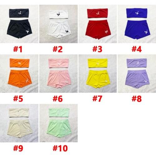 Womens Sports Tube Top Shorts 2-piece Baseball Brand Sexy Two-piece Womens Summer Fitness Shorts Suit