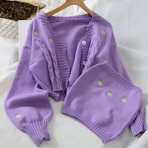 Cardigans Women Fashion Embroidery Sweater 2020 New Autumn Winter Laides Knit Loose Casual Joker Crop Top Korean Matching Chest