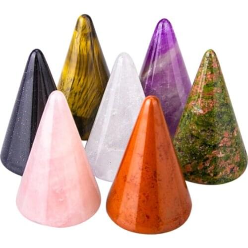 10pcs/lot Pink Crystal Jade Cone Ring Holder Bracelet Necklace Display Stand Desktop Small Ornaments White Crystal ConeCrafts
