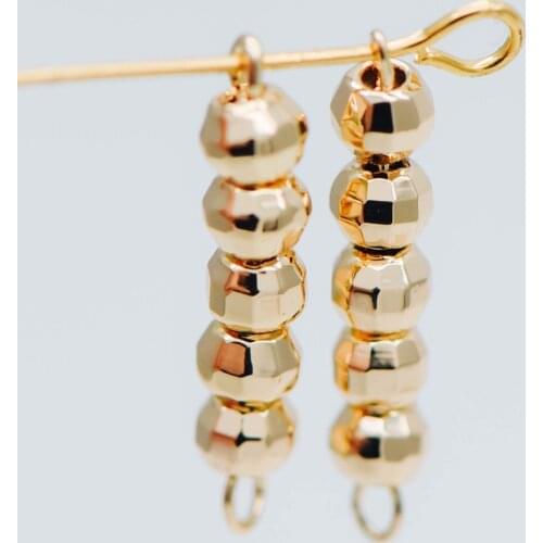10pcs Gold plated Brass Beaded Connectors 16mm, Faceted Round Beads Bar Charm Pendants (GB-534)