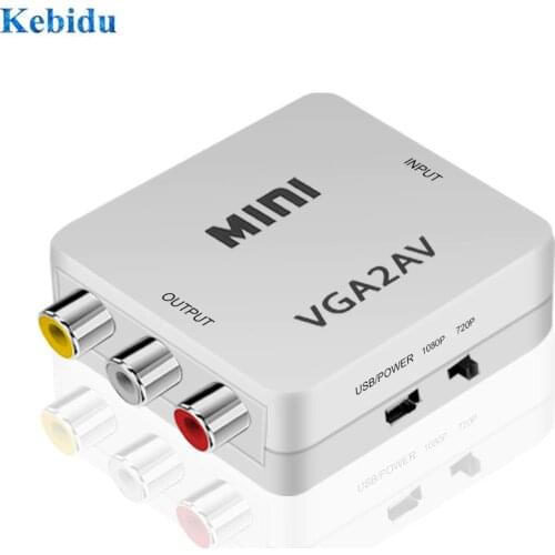 1080P VGA2AV Video Converter Convertor Box VGA to AV RCA Video Converter Conversor with 3.5mm Audio to PC to HD TV Converter