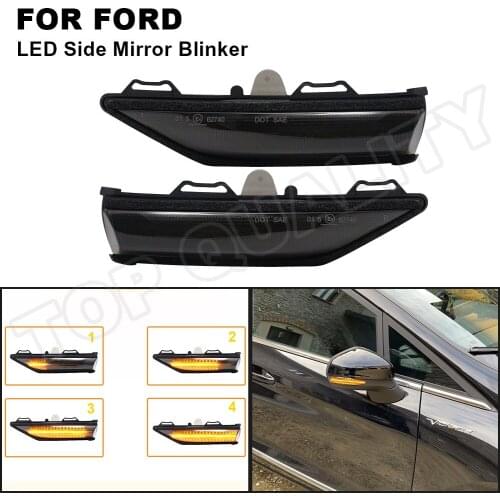 2Pcs Smoke LED Dynamic Side Mirror Blinker Light Turn Signal Lamp Amber Light For Ford Fiesta 2018 2019 2020