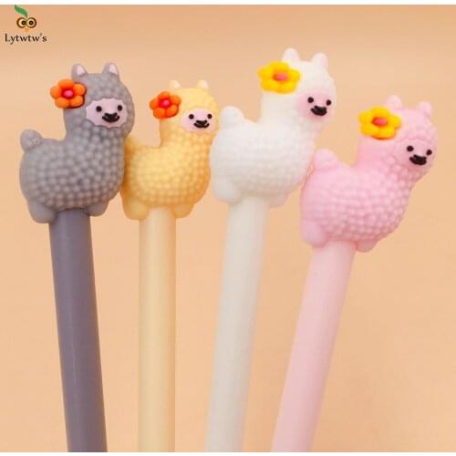 4 Pcs mixed Color Creative Cute Kawaii Korean Alpaca Gel Pen Stationery Office Material School Supplies Gift